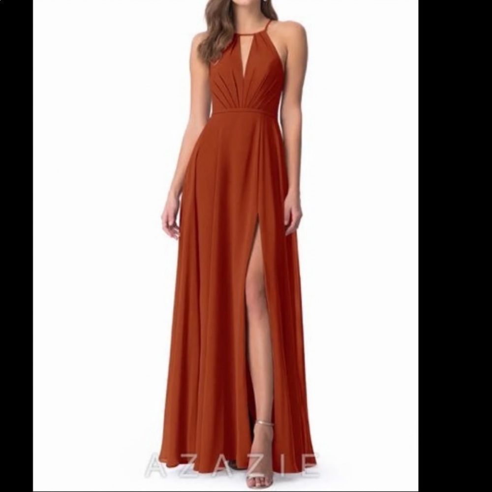 Azazie Evalleen Paprika A-Line Dress A8